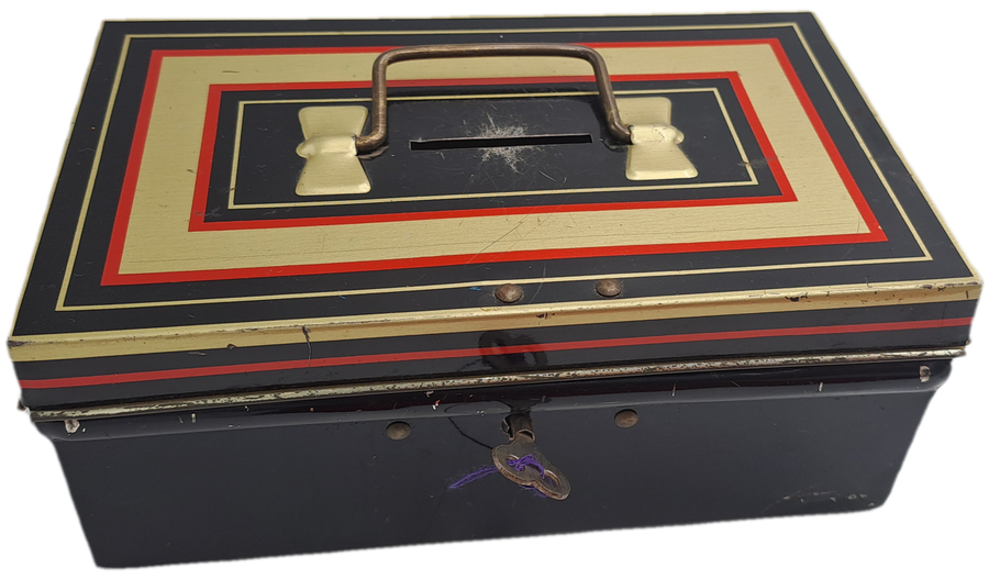 Vintage 1950's "Chad Valley" M.206 Money Tin with Key -Made in England