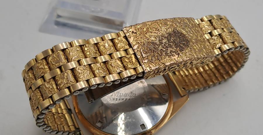 Vintage Swiss Made Nivada 21 Jewels Gold Plated Men's Automatic Watch -Working