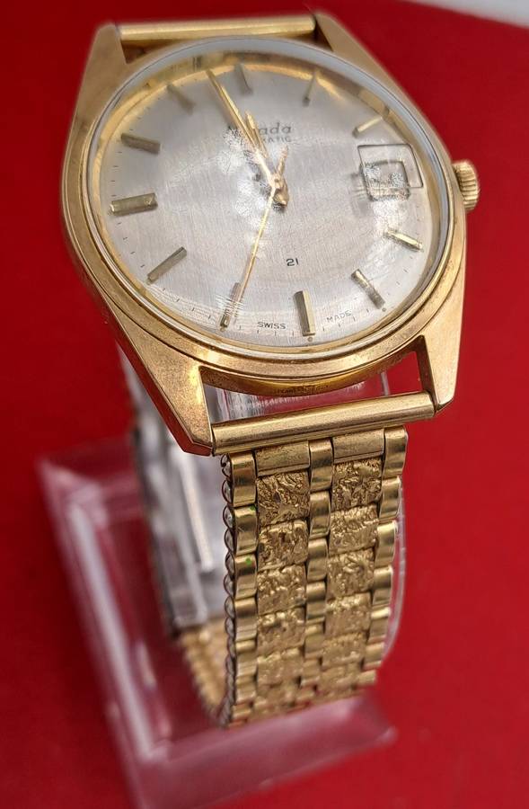 Vintage Swiss Made Nivada 21 Jewels Gold Plated Men's Automatic Watch -Working