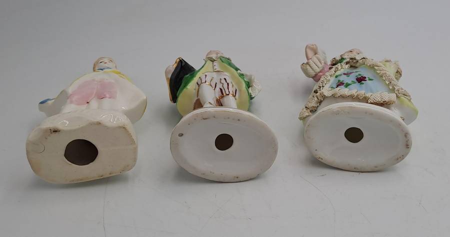 3 Vintage Porcelain Figurines possible made in Occupied Japan(one repaired)