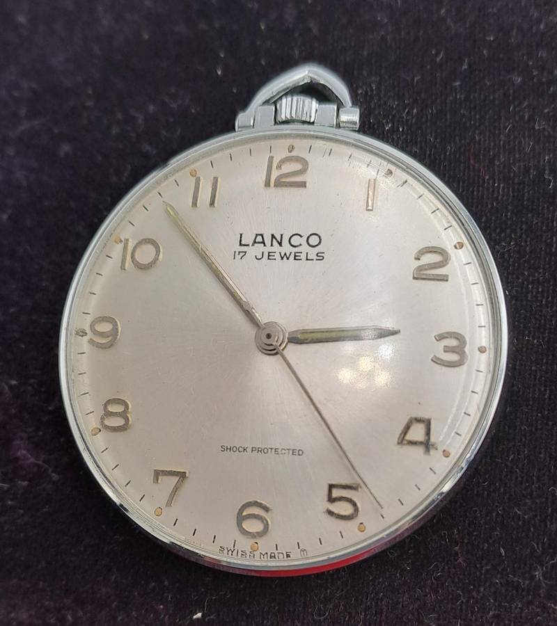 Vintage Swiss Lanco Mechanical pocket watch 17 Jewels - Shock Protected -Excellent Condition-