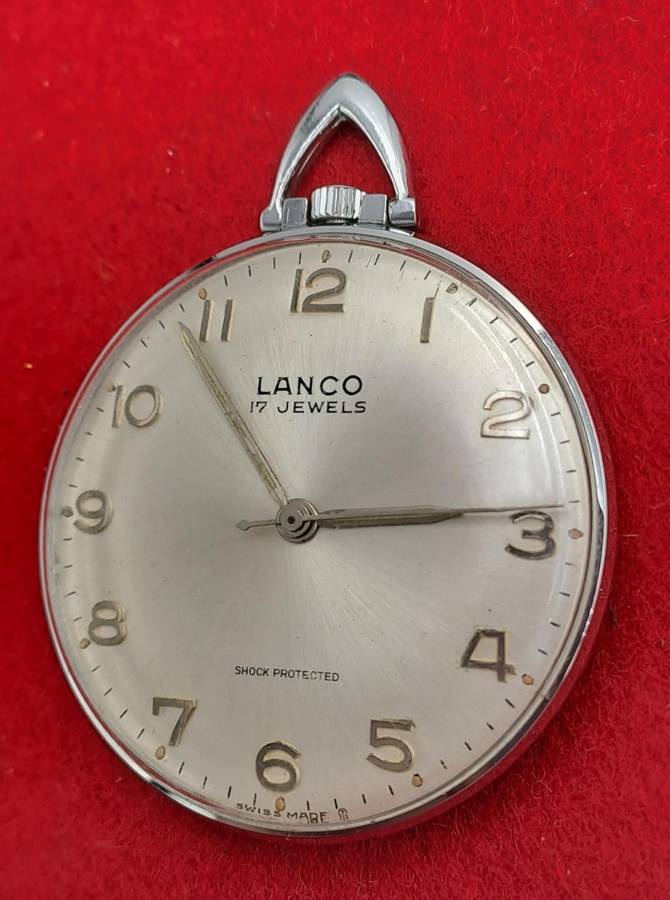 Vintage Swiss Lanco Mechanical pocket watch 17 Jewels - Shock Protected -Excellent Condition-