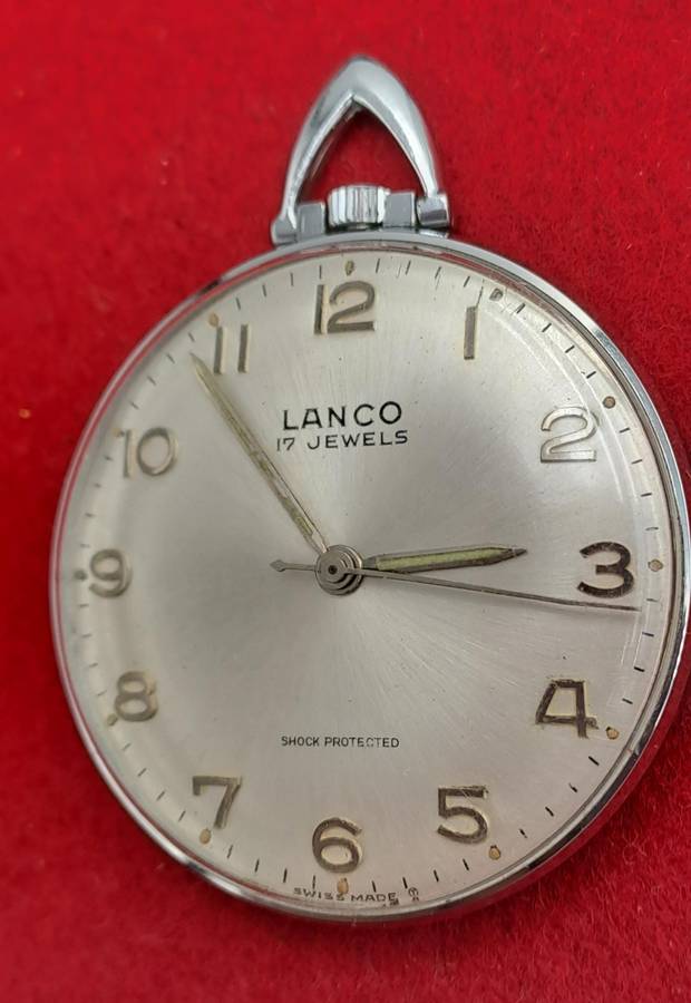Vintage Swiss Lanco Mechanical pocket watch 17 Jewels - Shock Protected -Excellent Condition-