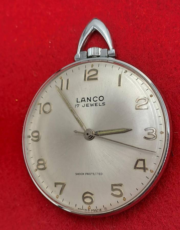 Vintage Swiss Lanco Mechanical pocket watch 17 Jewels - Shock Protected -Excellent Condition-