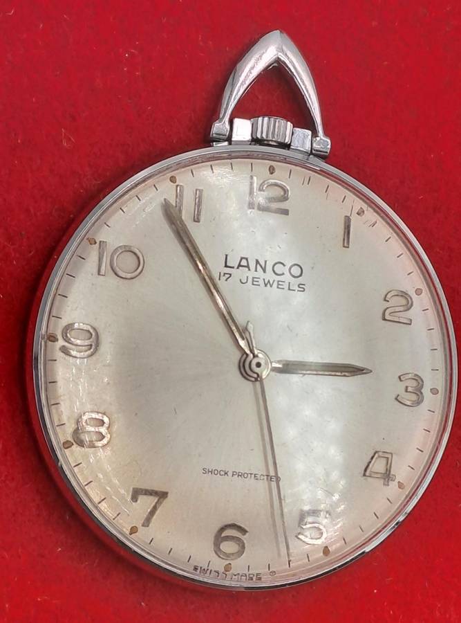 Vintage Swiss Lanco Mechanical pocket watch 17 Jewels - Shock Protected -Excellent Condition-