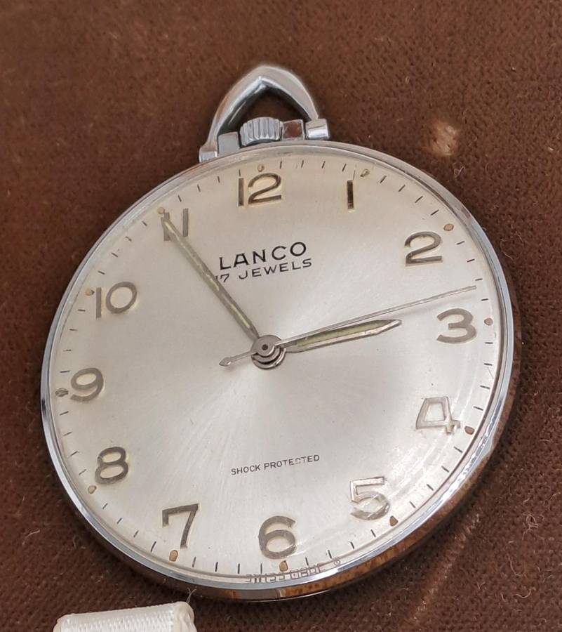 Vintage Swiss Lanco Mechanical pocket watch 17 Jewels - Shock Protected -Excellent Condition-