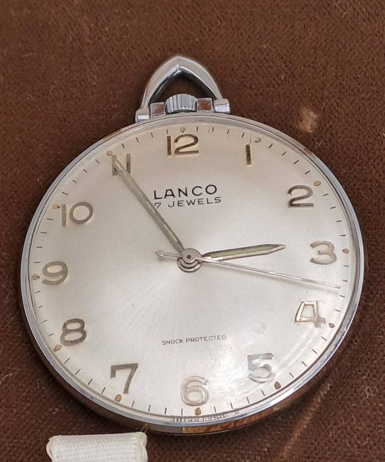 Vintage Swiss Lanco Mechanical pocket watch 17 Jewels - Shock Protected -Excellent Condition-