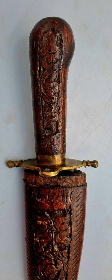 Antique  Dagger with Carved Wood Scabbard and Handle  Made In India