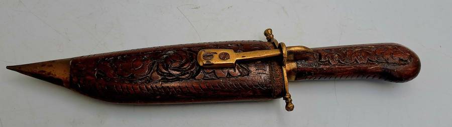 Antique  Dagger with Carved Wood Scabbard and Handle  Made In India