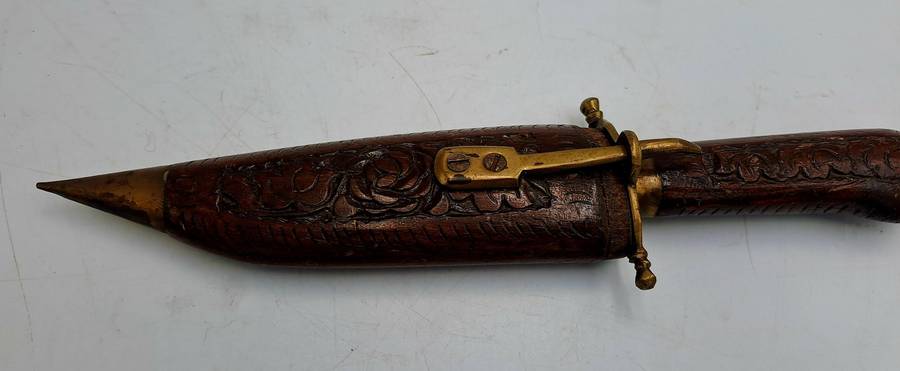 Antique  Dagger with Carved Wood Scabbard and Handle  Made In India