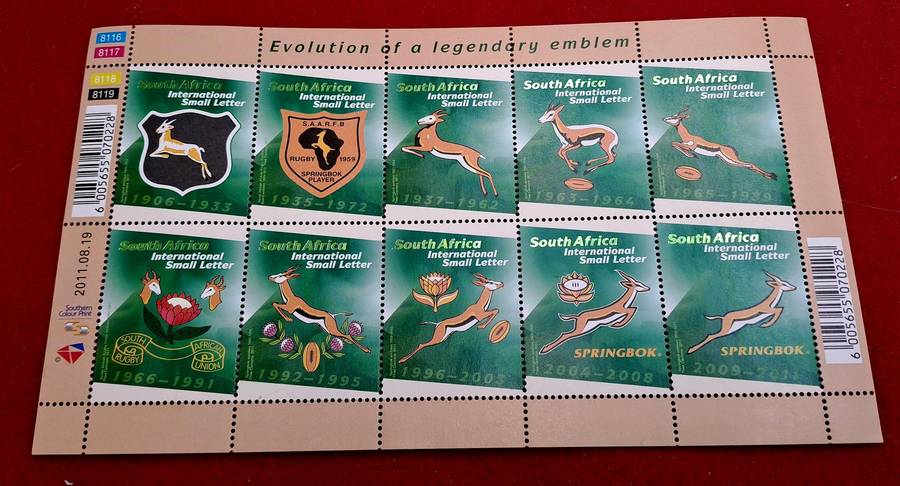 South Africa Rugby- A set of stamps depicting the Springbok emblem over the years 1906-1911