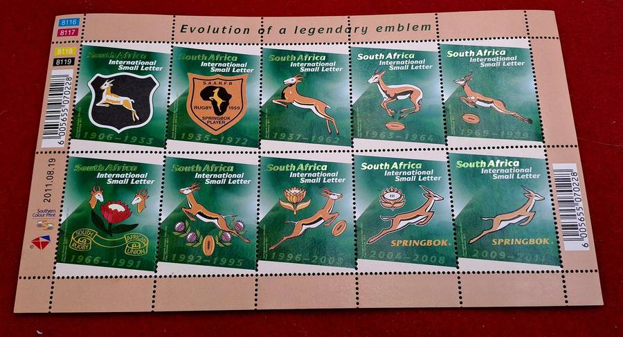 South Africa Rugby- A set of stamps depicting the Springbok emblem over the years 1906-1911