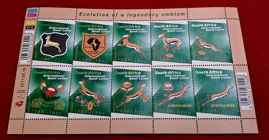 South Africa Rugby- A set of stamps depicting the Springbok emblem over the years 1906-1911
