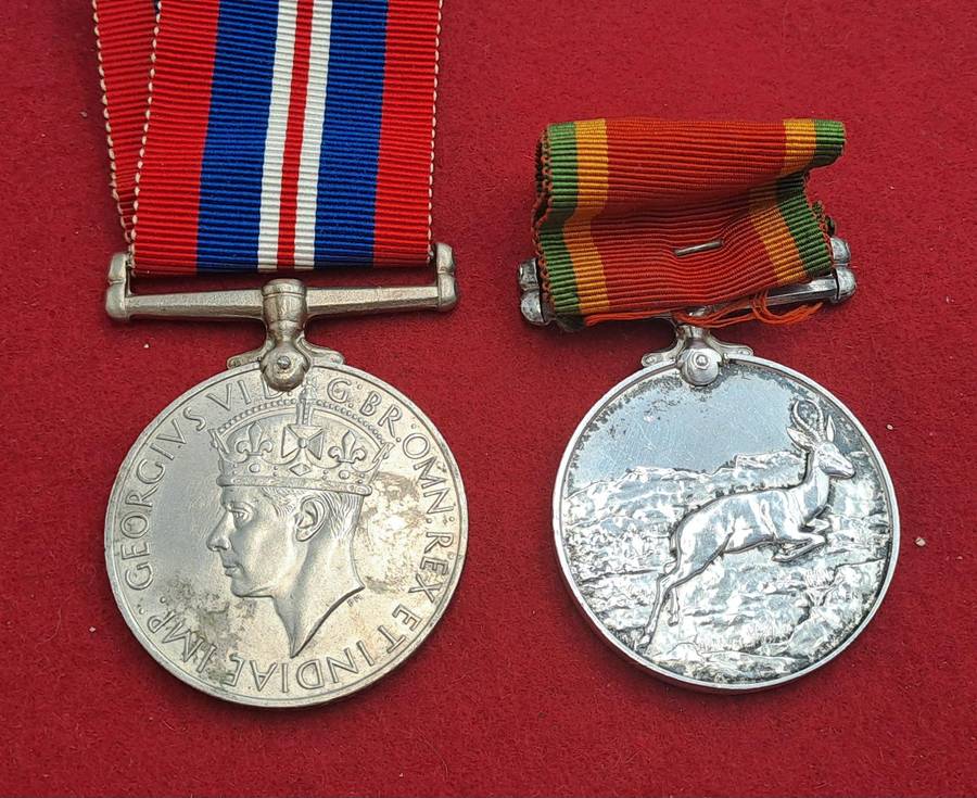 WW2  .925 Silver Africa Service Medal and WAR Medals-  engraved 1288000 J.L.A Fletcher
