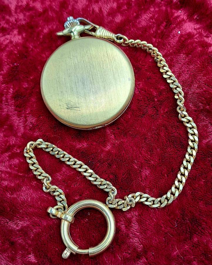 Vintage Lacher Quartz Pocket watch on chain-Made in West Germany -Working