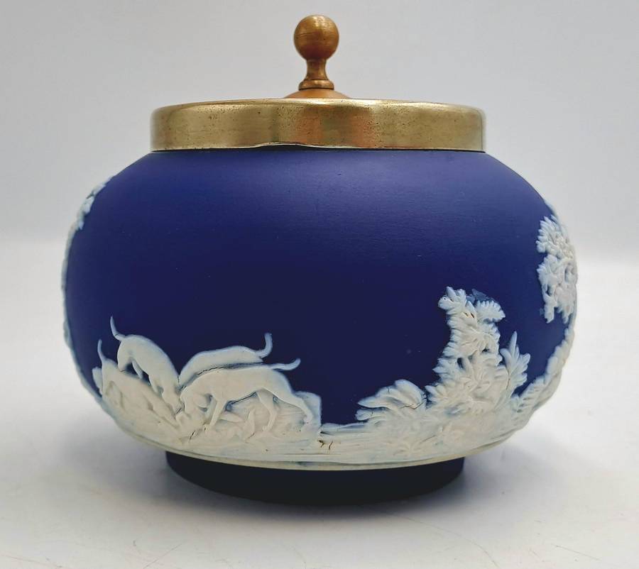 Vintage Adams Tunstall Jasperware Sugar Bowl with EPNS Lid (silver plated)