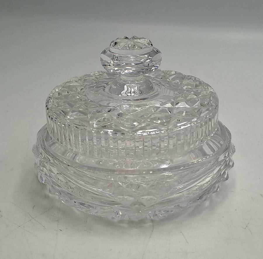 Vintage Clear Crystal Cut Glass Lidded Bowl