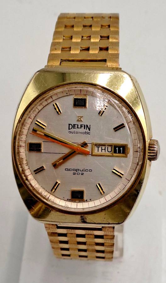 Vintage  1970's Swiss Men's DELFIN Acapulco 202 Automatic Watch -Working