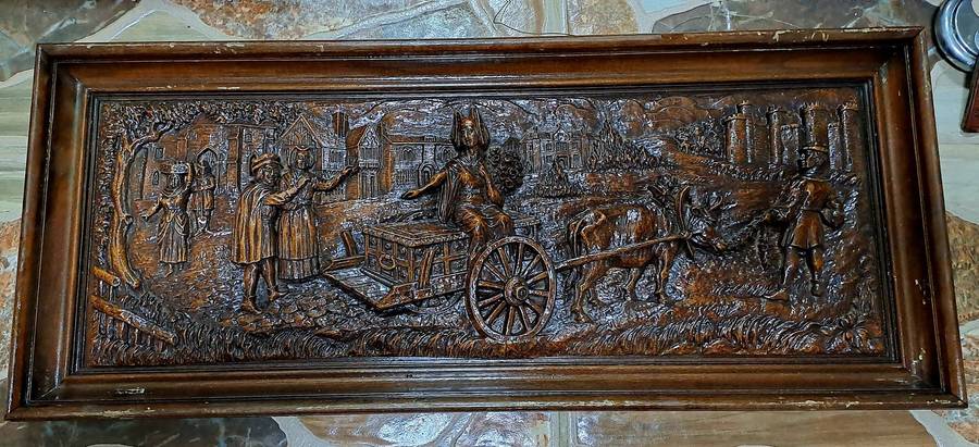 Large Antique wood Plaque -Wedding-  73cm x 31cm x 5cm