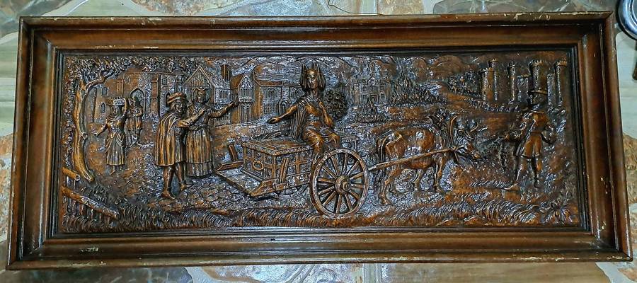 Large Antique wood Plaque -Wedding-  73cm x 31cm x 5cm