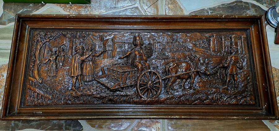 Large Antique wood Plaque -Wedding-  73cm x 31cm x 5cm