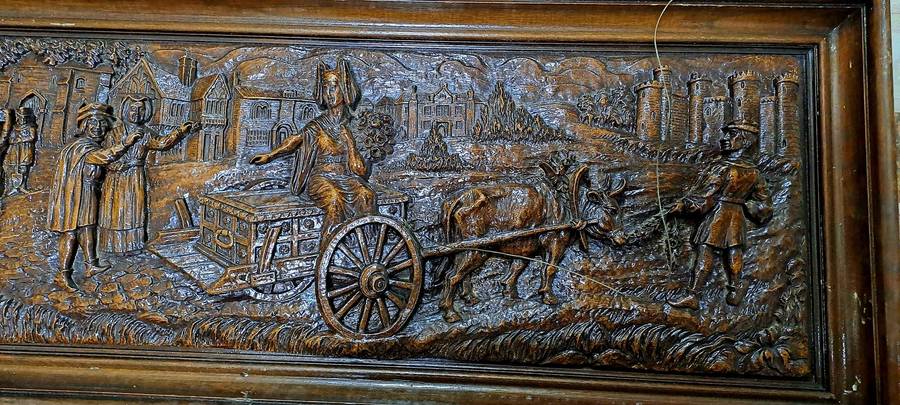 Large Antique wood Plaque -Wedding-  73cm x 31cm x 5cm