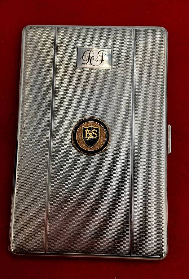 Vintage 1950`s Silver Plated Cigarette Case from Yeoville Boys school -engraved