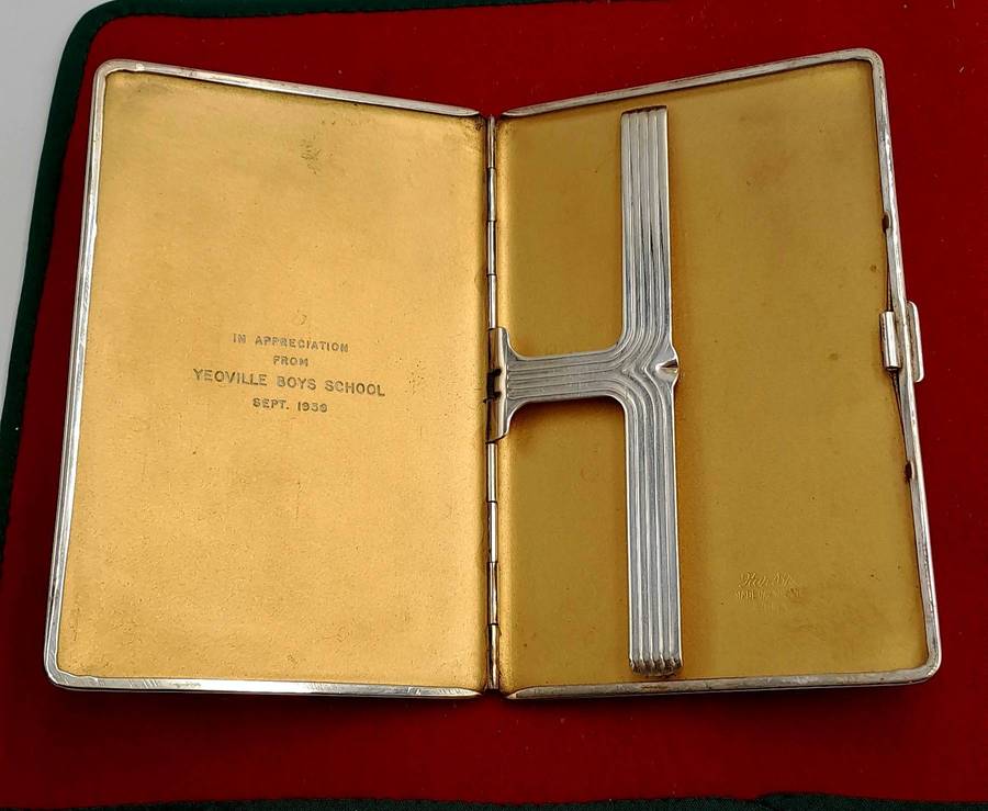 Vintage 1950`s Silver Plated Cigarette Case from Yeoville Boys school -engraved