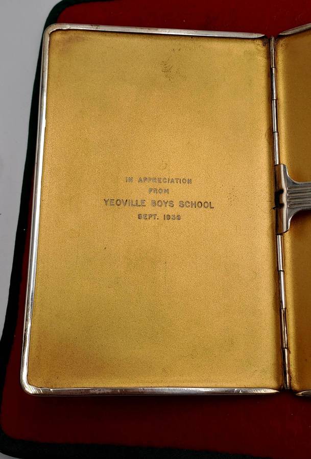 Vintage 1950`s Silver Plated Cigarette Case from Yeoville Boys school -engraved
