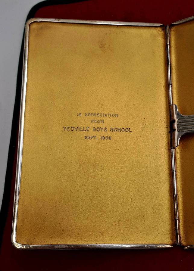 Vintage 1950`s Silver Plated Cigarette Case from Yeoville Boys school -engraved