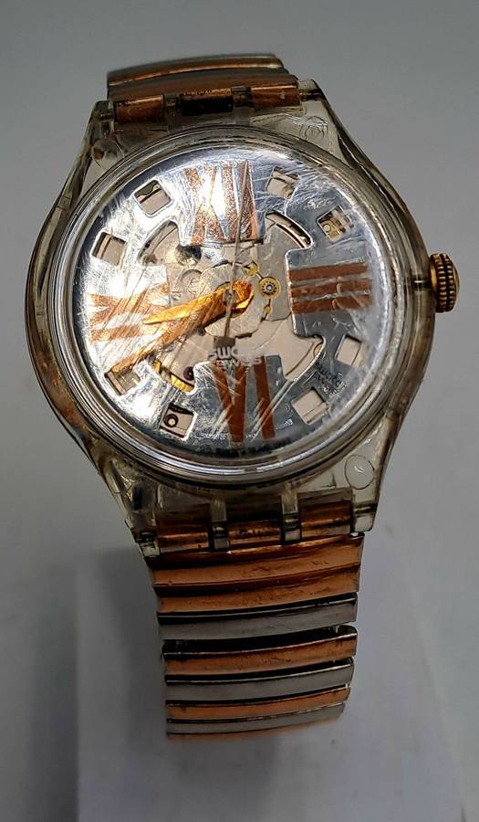 Original Pre-Owned Swiss Swatch Copper Rush Automatic Watch AG1992-Working