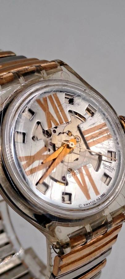 Original Pre-Owned Swiss Swatch Copper Rush Automatic Watch AG1992-Working