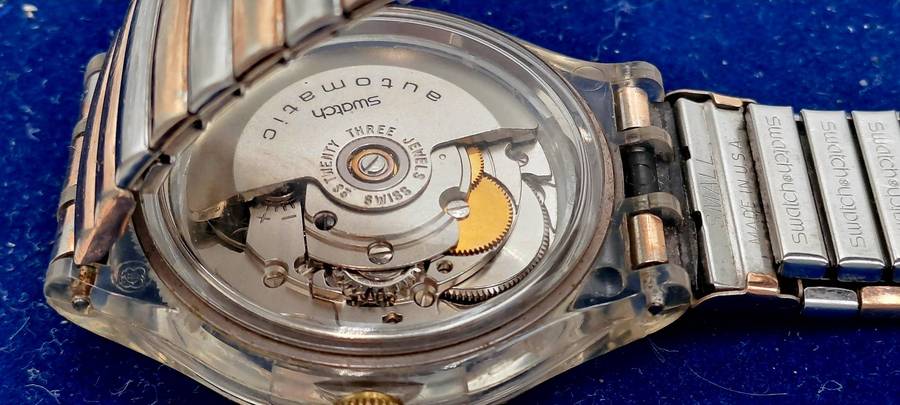 Original Pre-Owned Swiss Swatch Copper Rush Automatic Watch AG1992-Working