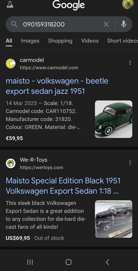 Maisto Special Edition Volkswagen Export Sedan 1951 1:18 Die Cast Metal
