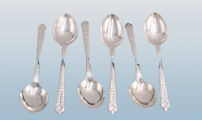 6 Vintage Yeoman Plate Apostel Spoons -Boxed -Made in England