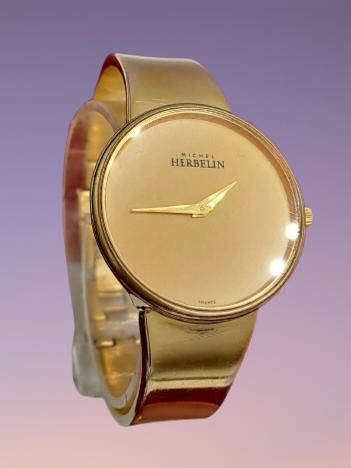 Pre-owned Ladies Michel Herbelin Paris rolled gold watch in Box with Booklet used condition
