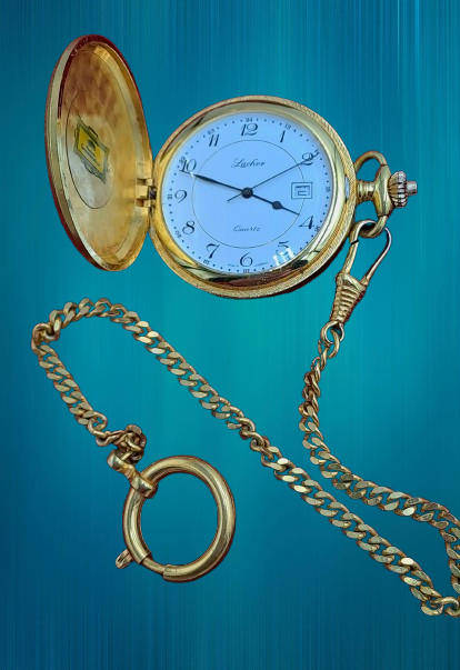 Vintage Lacher Quartz Pocket watch on chain-Made in West Germany -Working