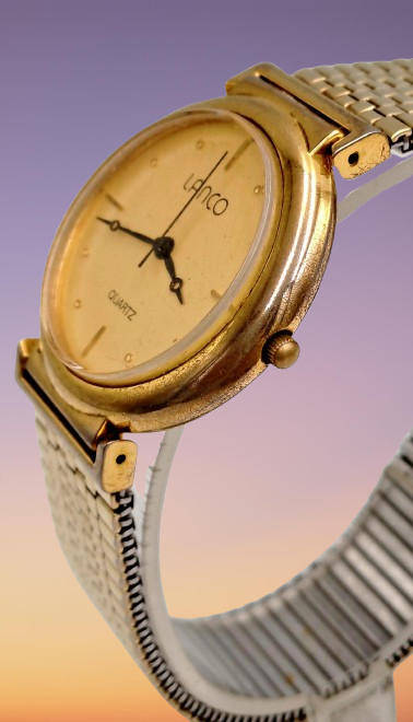 Pre-Owned Gold Tone Mens Lanco Quartz watch -Working