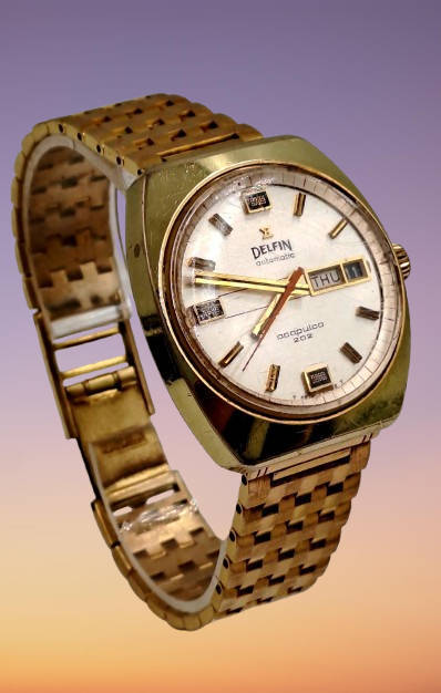 Vintage  1970's Swiss Men's DELFIN Acapulco 202 Automatic Watch -Working