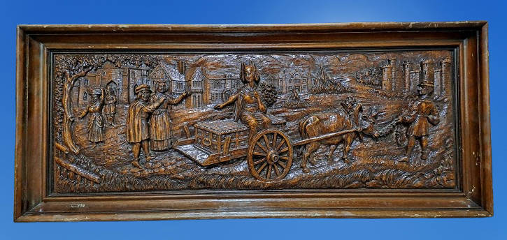 Large Antique wood Plaque -Wedding-  73cm x 31cm x 5cm