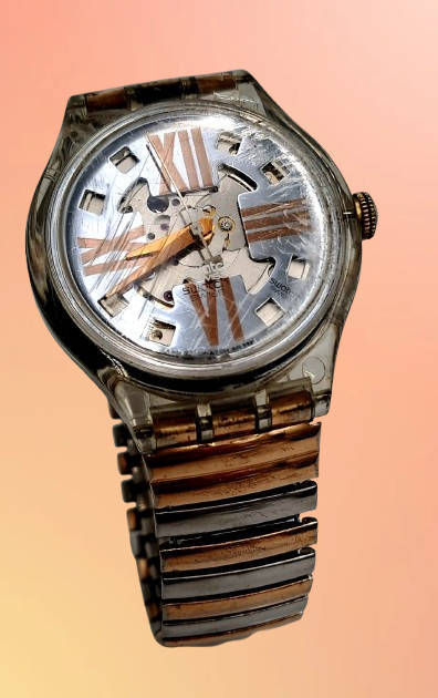 Original Pre-Owned Swiss Swatch Copper Rush Automatic Watch AG1992-Working