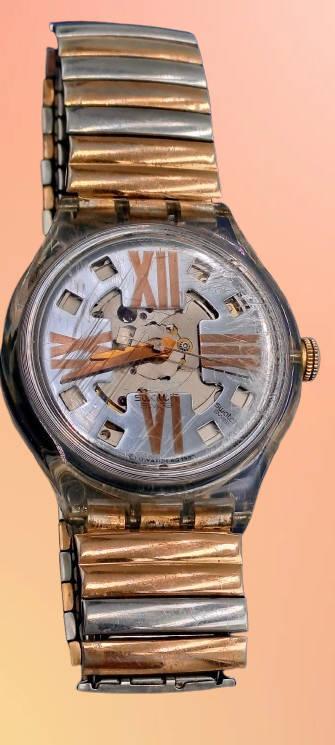 Original Pre-Owned Swiss Swatch Copper Rush Automatic Watch AG1992-Working
