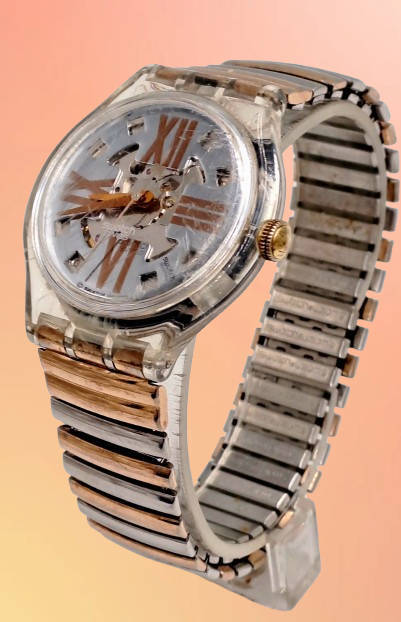Original Pre-Owned Swiss Swatch Copper Rush Automatic Watch AG1992-Working