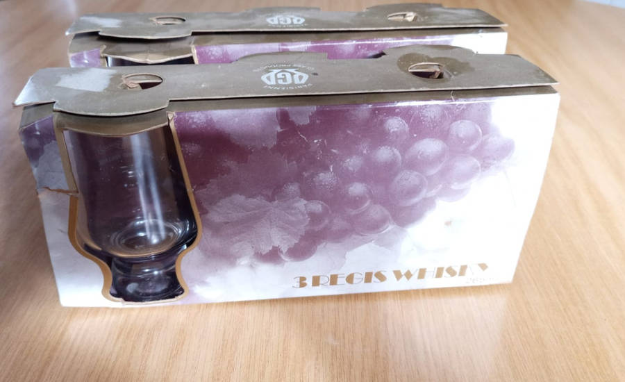 Old SAPS Engraved Glasses - 2 sets of 3 still in the original packaging