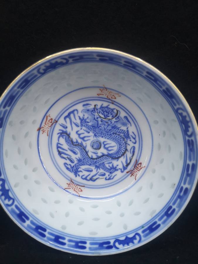 3 Rice bowls - decorated in Hong Kong