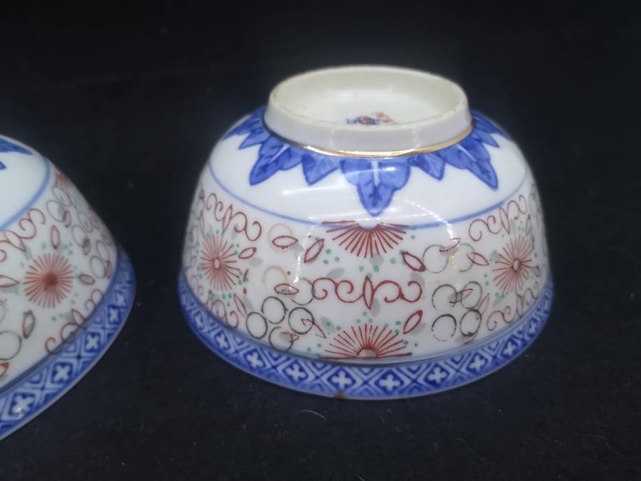 3 Rice bowls - decorated in Hong Kong