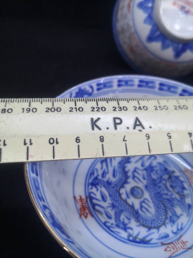 3 Rice bowls - decorated in Hong Kong