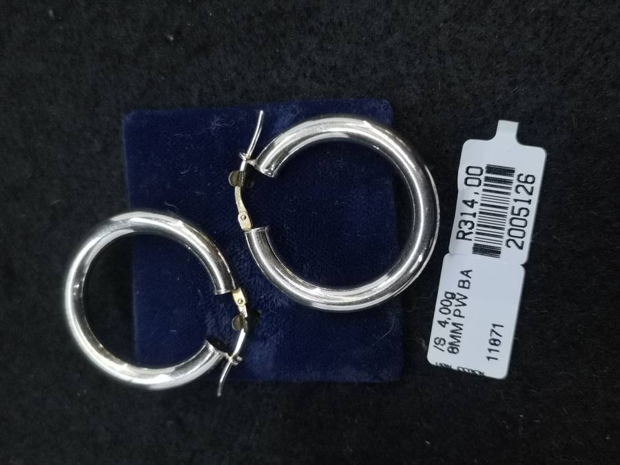 925 Silver earrings round hoop