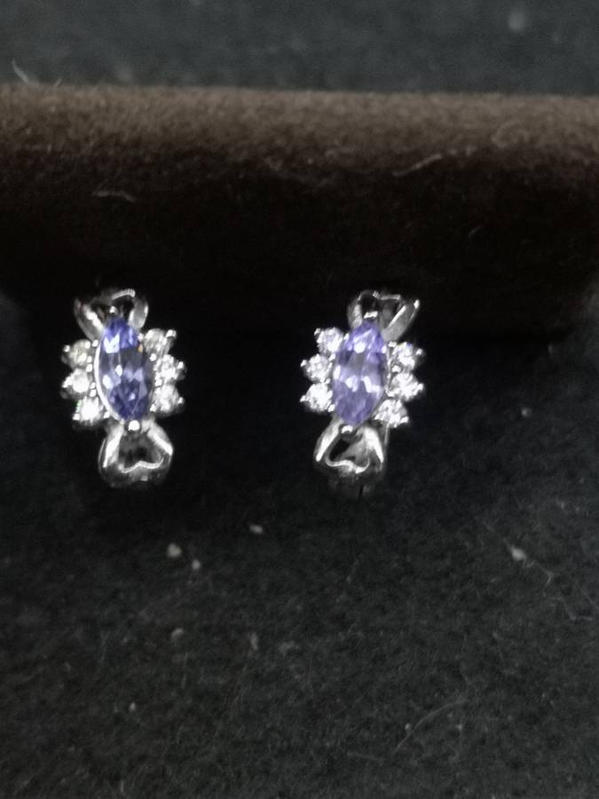 925 Silver earrings Tanzanite Huggies