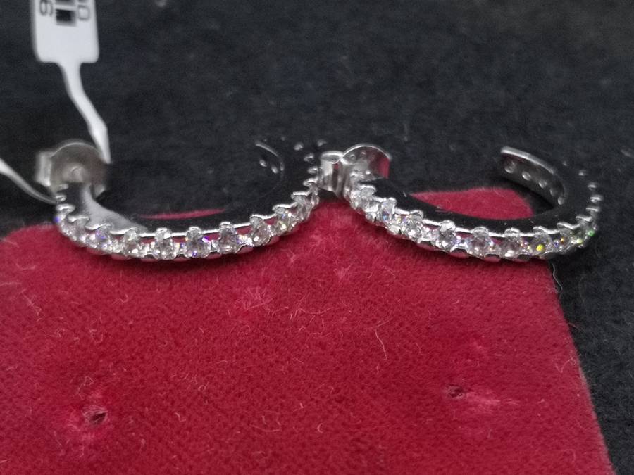 925 Silver earrings round CZ